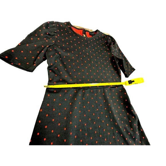 WHO WHAT WHERE DRESS Black W/Red Polka Dots Pockets 3/4 Sleeve Midi,Work Wear‎ - Picture 6 of 8